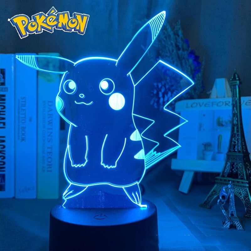 Pokemon veilleuses 7 ou 16 couleurs avec telecommande Pikachu LED Night Light Creative Gift  Decoration manga Character Lamp Children's Birthday