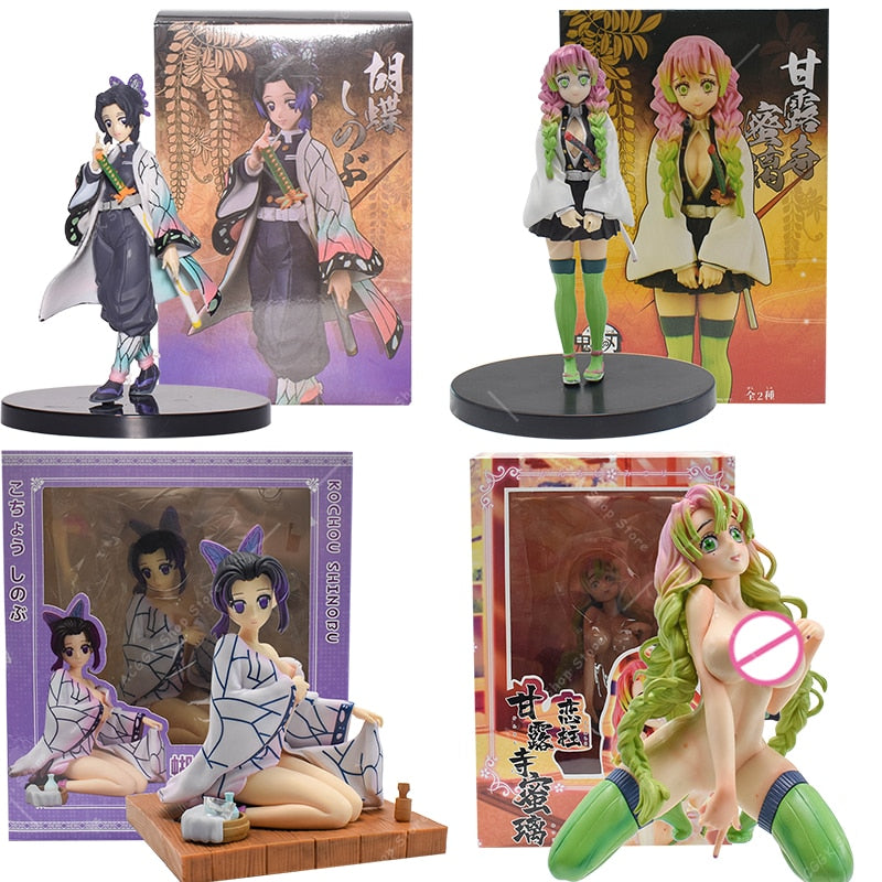 Figurines Demon Slayer sexy  Figure Sitting Yukata Kochou Shinobu Kneeling Naked Mitsuri Kanroji Figurine Action Model Collection manga