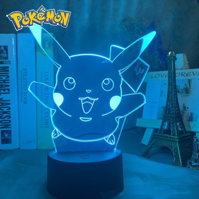 Pokemon veilleuses 7 ou 16 couleurs avec telecommande Pikachu LED Night Light Creative Gift  Decoration manga Character Lamp Children's Birthday