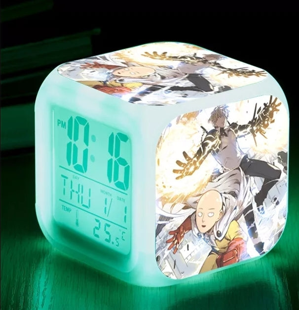 Reveil one punch man led 7 couleurs veilleuse et thermometre