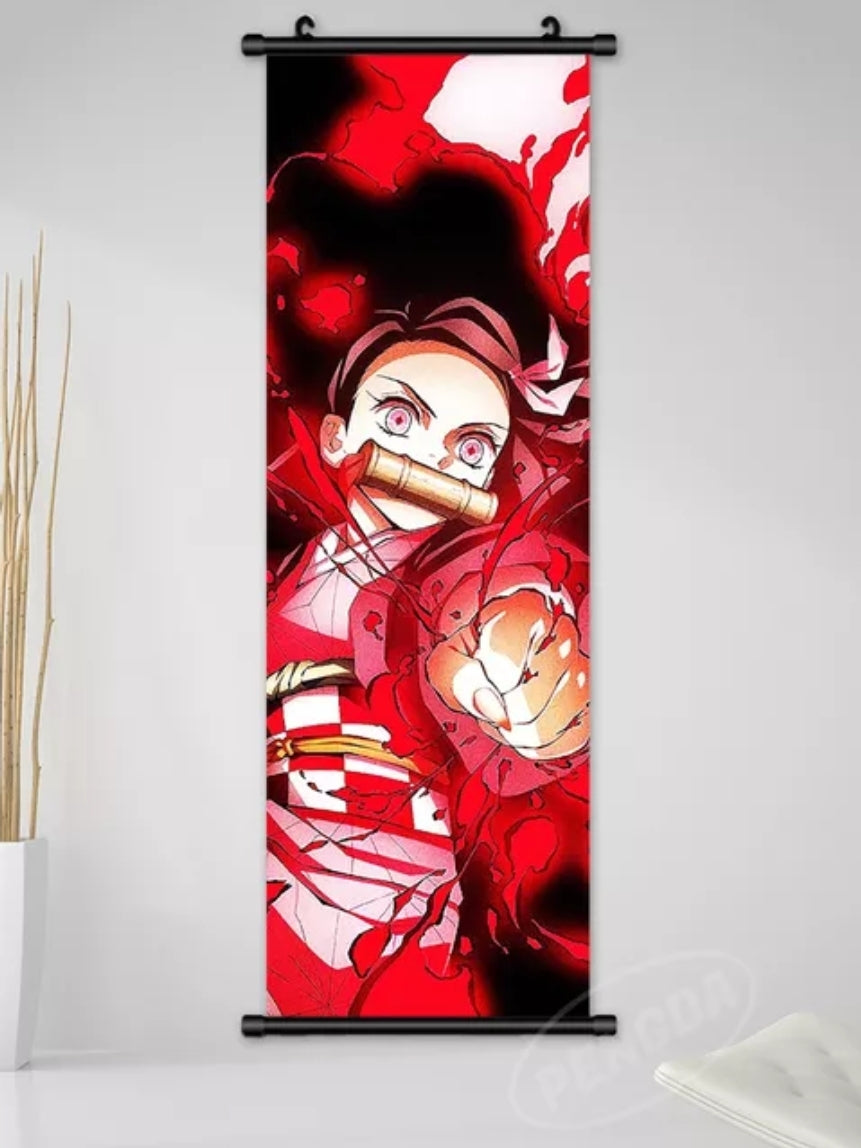 Toile demon slayer avec cadre deroulant 90×30cm