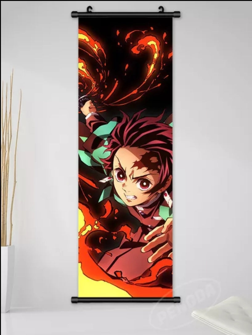 Toile demon slayer avec cadre deroulant 90×30cm