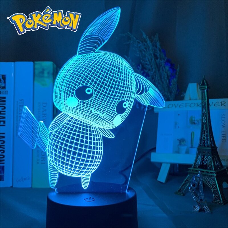 Pokemon veilleuses 7 ou 16 couleurs avec telecommande Pikachu LED Night Light Creative Gift  Decoration manga Character Lamp Children's Birthday